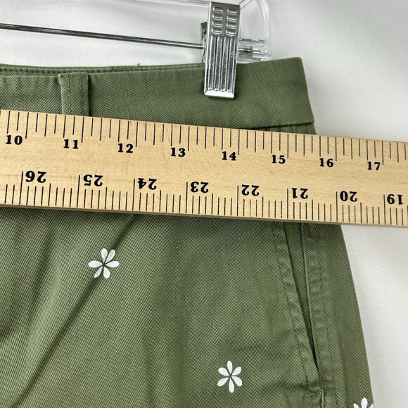 J. Crew Womens Sz 4 High-Rise Girlfriend Chino Pants Olive Green Daisy Print NWT - Picture 6 of 16